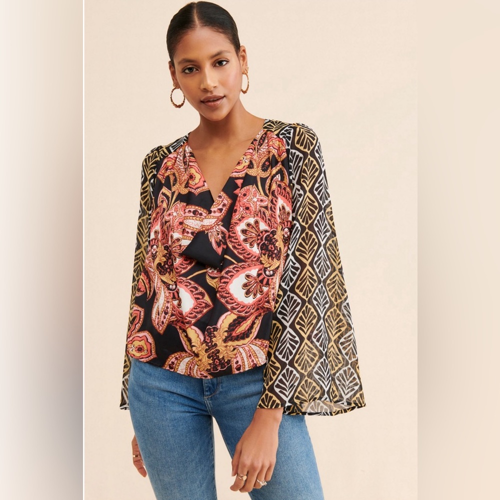 Free People - Aleena Printed Blouse - Black Motif - Small